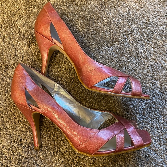 EC Rampage sz 7.5 glossy pink open-toe heel - Picture 2 of 7